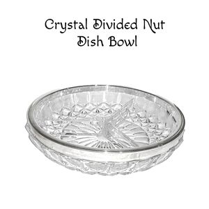 💥 $5 with any Purchase Crystal Divided Nut Dish w/Silver Plated Ring on the Top